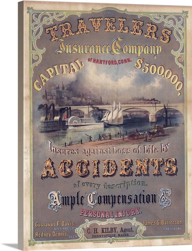 Travelers Insurance Company Vintage Poster Wall Art