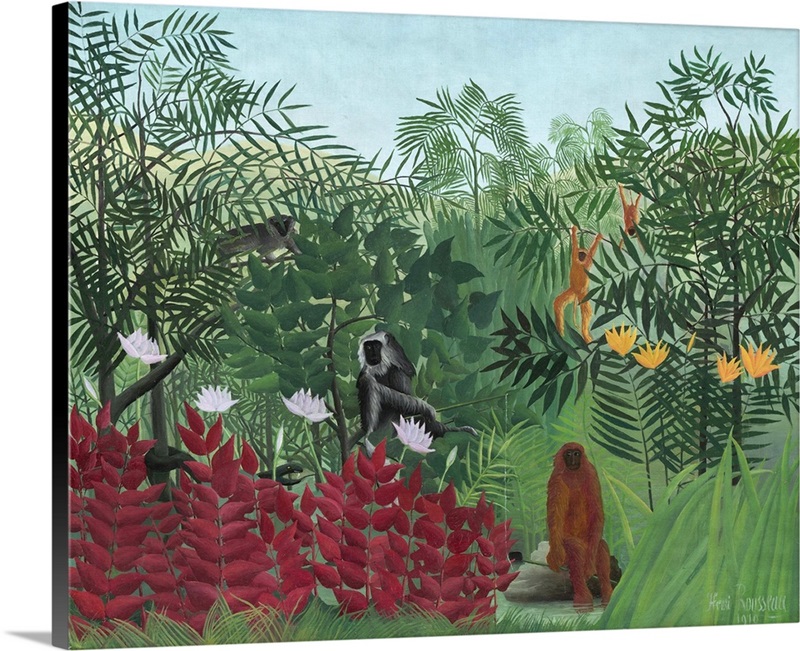 Tropical Forest with Monkeys, by Henri Rousseau, 1910 Wall Art, Canvas ...