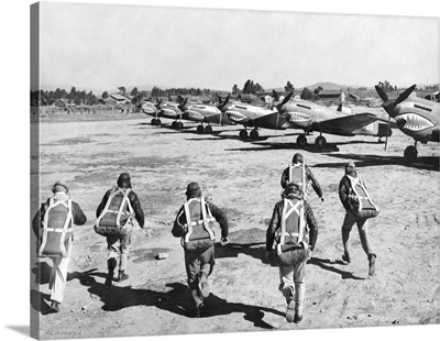 U.S. Flying Tiger Pilots Run To Their Fighter Planes At Advanced U.S. Base In China