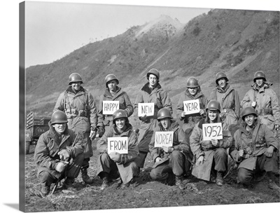 U.S. Infantrymen Along Kumsong Front Wish Happy New Year To Stateside Folks