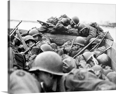 U.S. Soldiers Crossing Rhine Under Enemy Fire At Sankt Goar, Germany, March 1945