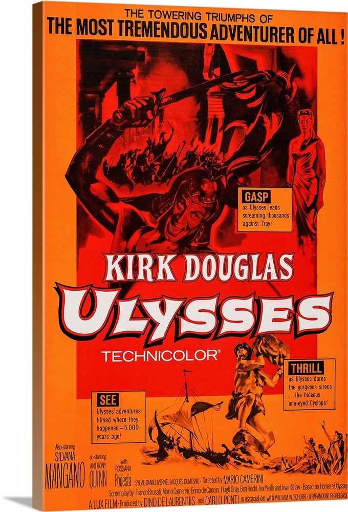 ULYSSES, Kirk Douglas on poster art, 1954