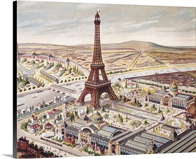 Universal Exhibition of 1889 with the Eiffel Tower. Engraving