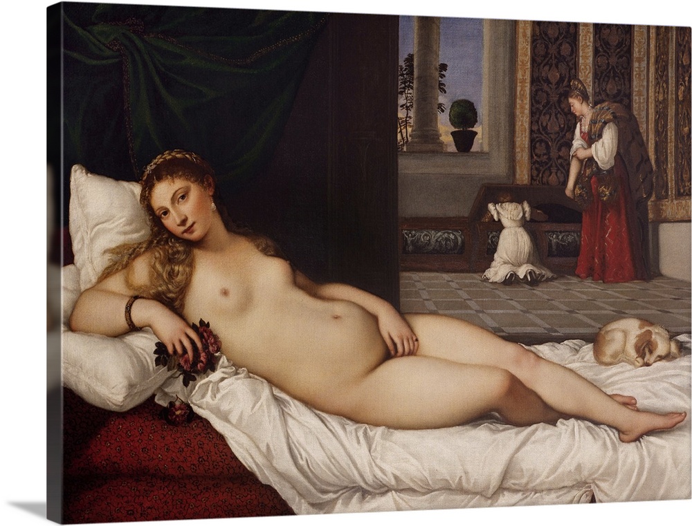 Venus of Urbino, by Tiziano Vecellio known as Titian, 1538 about, 16th Century, oil on canvas, cm 119 x 165 - Italy, Tusca...