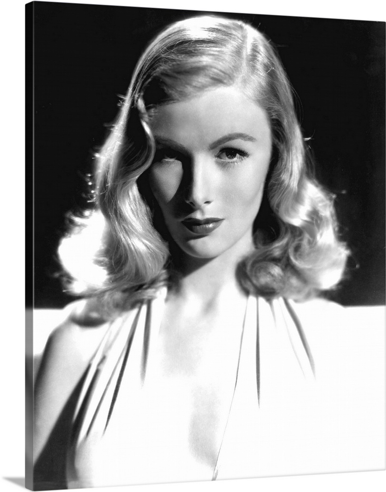 Vintage black and white photograph of actress Veronica Lake.