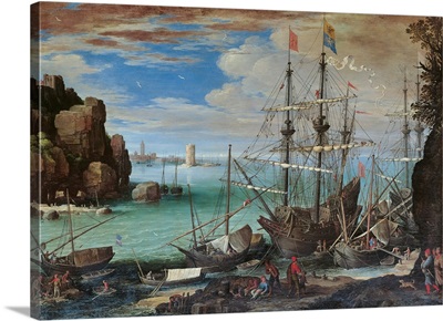 View Of A Port, By Paul Bril, C.1600-1630. Borghese Gallery, Rome, Italy