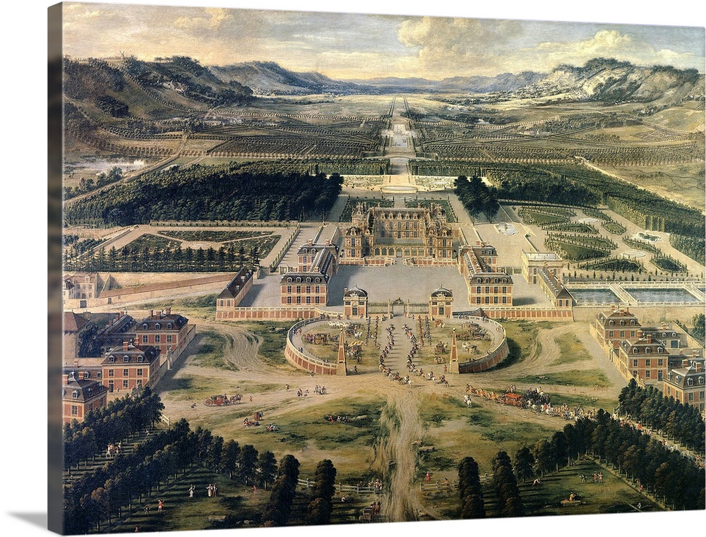 2166 , Pierre Patel (1605-1676), French School. View of the Castle and Gardens of Versailles, from the Avenue de Paris in ...