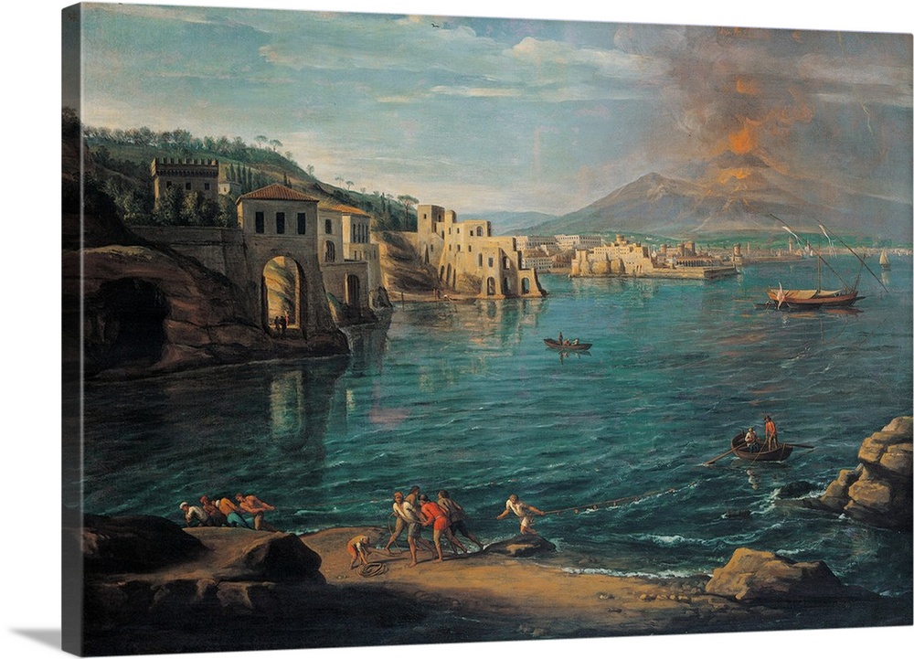 View of Naples from Posillipo, by Gaspar Van Wittel known as Gaspare Vanvitelli, 1725, 18th Century, oil on canvas, cm 109...