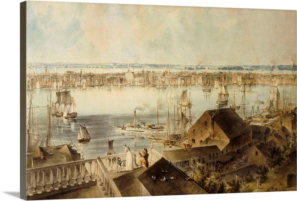 View of New York from Brooklyn Heights, John William Hill. ca. 1836