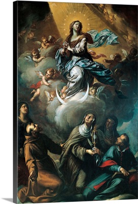 Virgin Mary, Saints Claire, Francis, Bonaventure, Agnes, Polissena, by Francesco Paglia