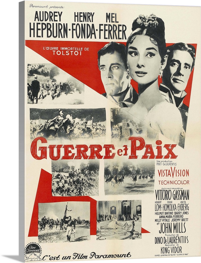 War And Peace, (aka Guerre Et Paix), Top L-R: Henry Fonda, Audrey Hepburn, Mel Ferrer On French Poster Art, 1956.