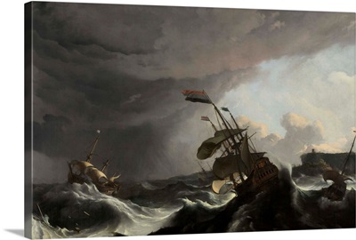 Warships in a Heavy Storm, by Ludolf Bakhuysen, c. 1695