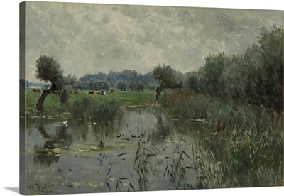 Water Meadows on the River Ijssel, 1870-97, Dutch painting, oil on canvas