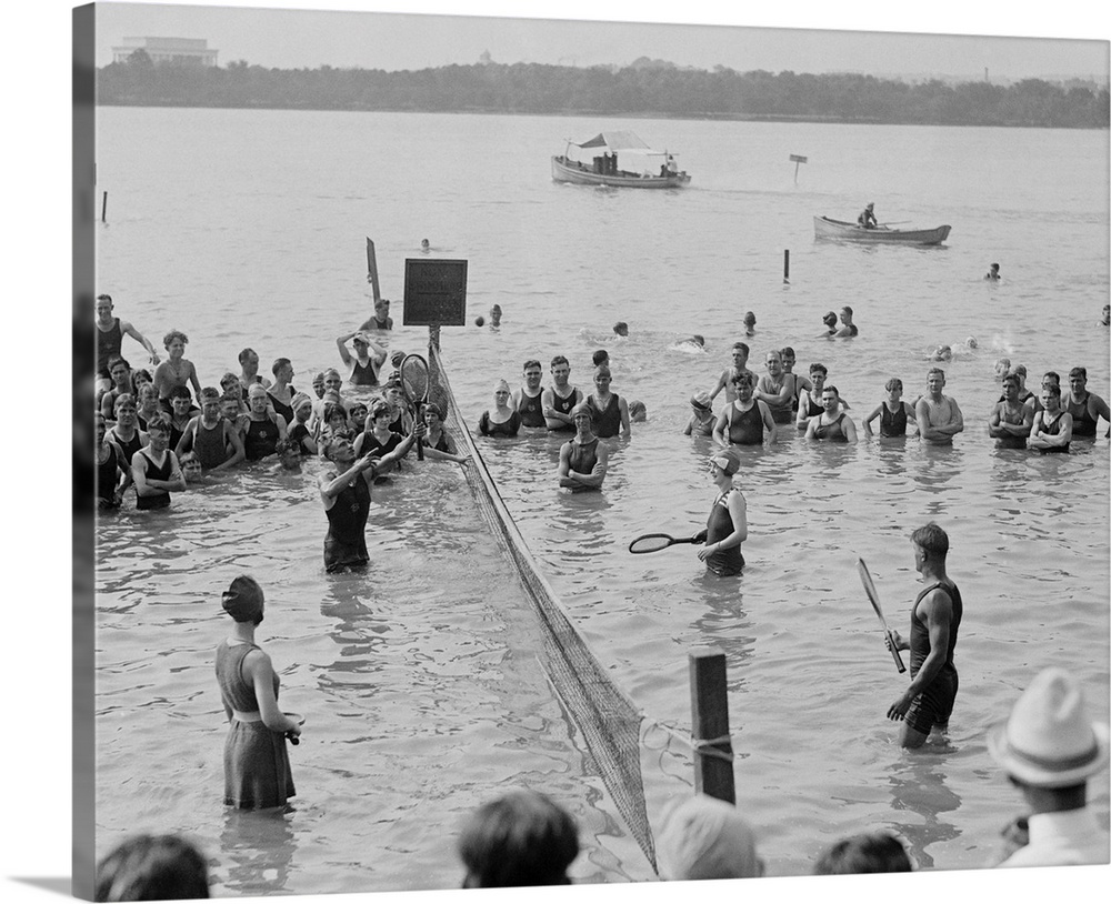 Water tennis match at the Tidal Basin in Washington, D.C., Aug. 12, 1921.