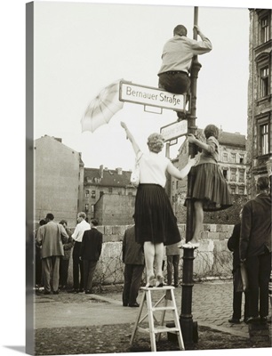 West Berliners in the French sector waved to friends and relatives in East Berlin