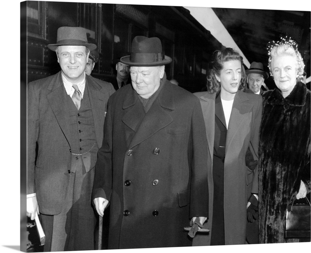 Winston Churchill Shortly After His Arrival In United States, With Members Of His Family