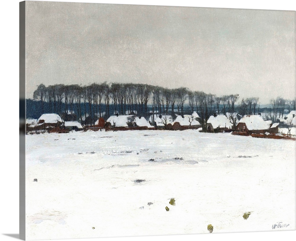 Winter Landscape, by Willem Witsen, c. 1895-1915, Dutch painting, oil on canvas. Witsen's created a modern simple composit...