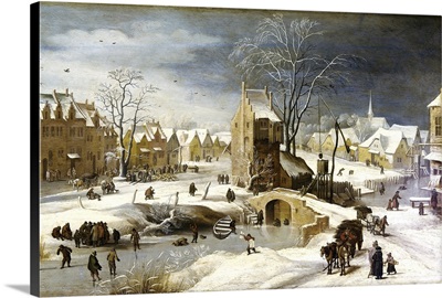 Winter Scene with Ice Skaters and Birds. Ca. 1585-1638