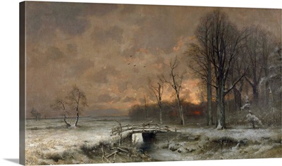 Winter Scene with the Sun Setting Behind Trees, Louis Apol, c. 1890-20