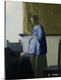 image thumbnail of Woman Reading a Letter, by Johannes Vermeer, 1663, Dutch painting, oil on canvas. A young woman in a blue jacket, stands b...