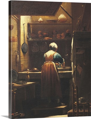 Woman Washing Dishes, by Spagnuolo, c. 1725. Uffizi Gallery, Florence, Italy