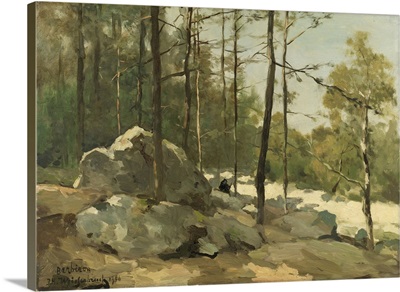 Wooded View near Barbizon, 1900, Dutch painting, oil on canvas
