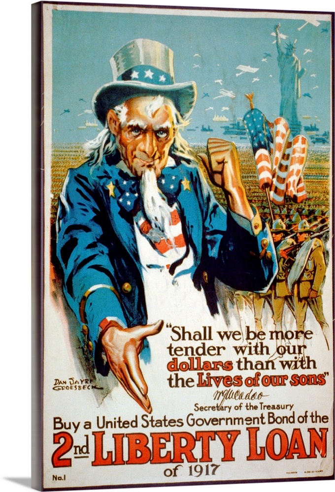 World War I, Poster showing Uncle Sam Wall Art, Canvas Prints, Framed ...