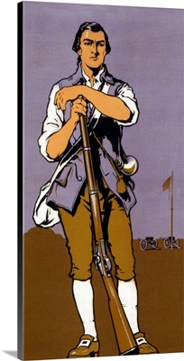 World War I Recruitment Poster Showing A Minuteman, American Revolution