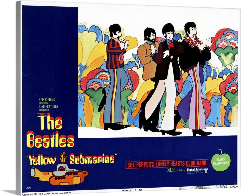 Yellow Submarine, The Beatles, US Poster, From Left: Ringo Starr, George Harrison, Paul Mccartney, John Lennon, 1968.