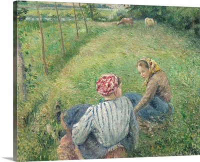 Young Peasant Girls Resting in the Fields near Pontoise, by Camille Pissarro