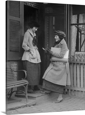 Young women working as a U.S. Census taker in 1920. Washington, D.C.
