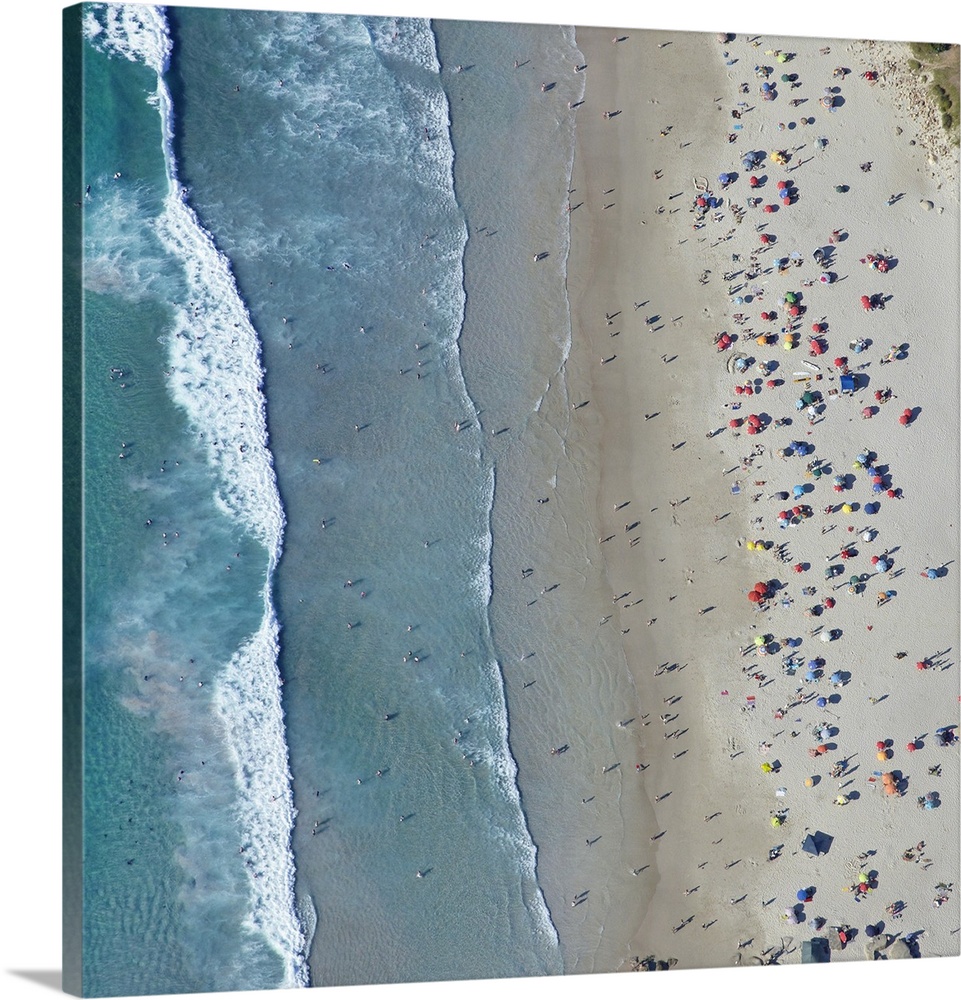 Aerial view of People at Llandudno Beach, Cape Town, South Africa.