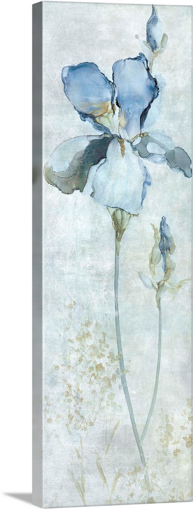 Large panel painting of a blue iris.