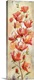 image thumbnail of Tall panel painting of warm toned flowers growing upwards on a branch.