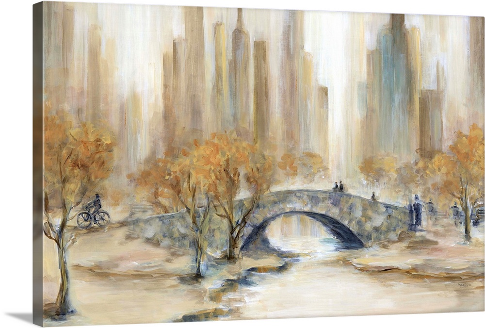 Abstract Landscape Acrylic Painting of Central Park NY Contemporary Art
