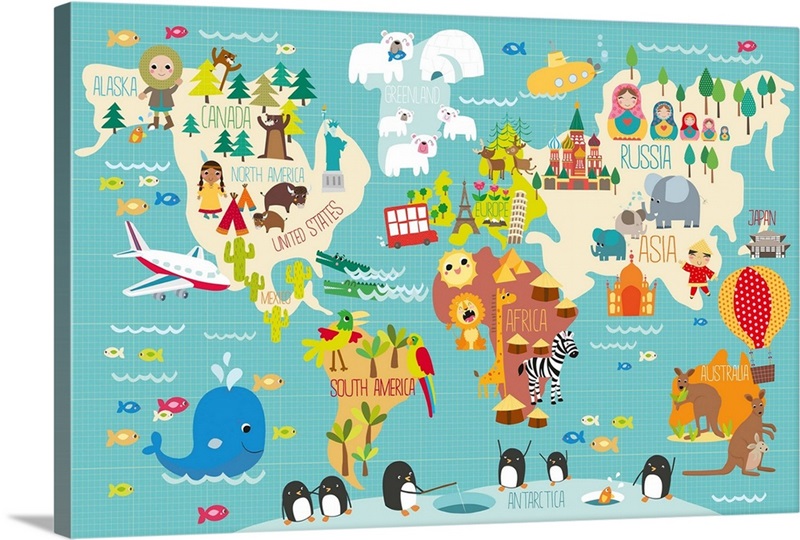 Children's World Map  Great Big Canvas