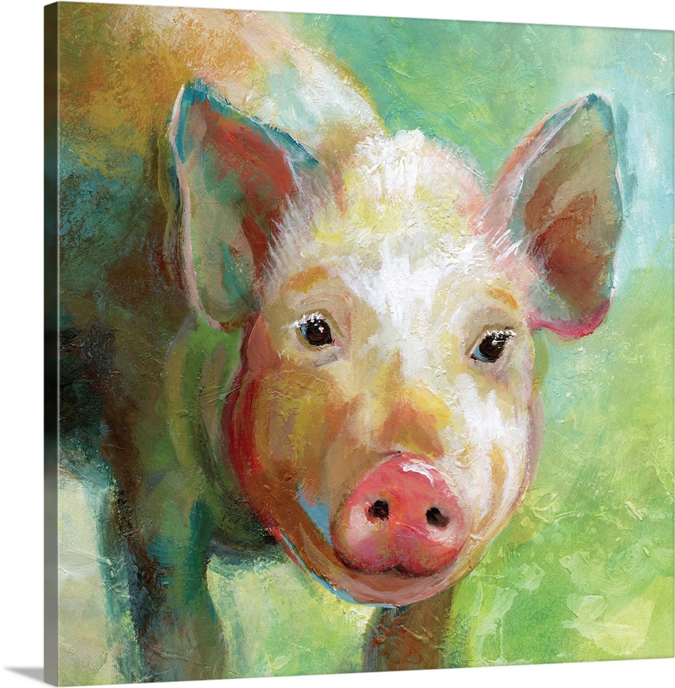 A colorful painting of a pig.