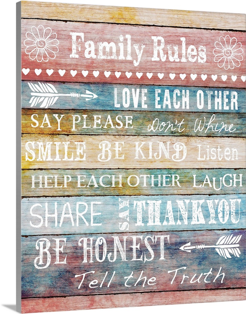 "Family Rules, Love Each Other, Say Please, Don't Whine, Smile, Be Kind, Listen, Help Each Other, Laugh, Share, Say Thank ...