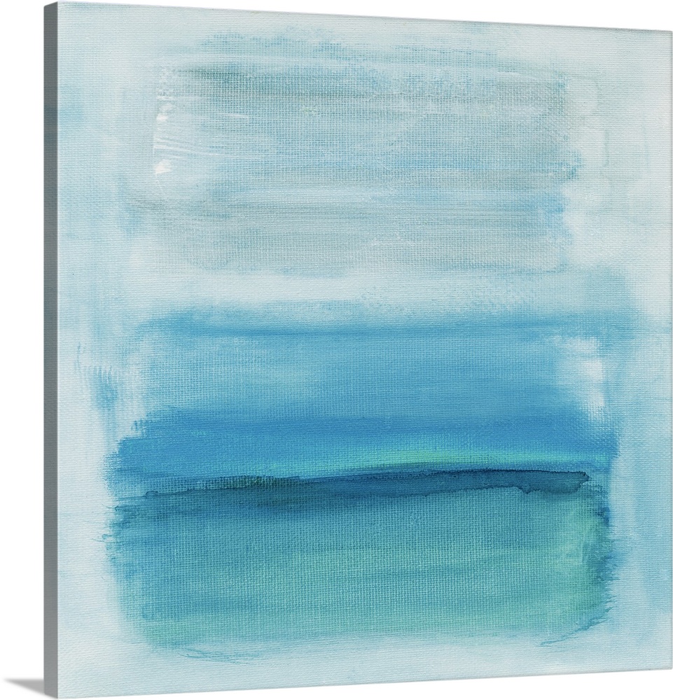 Contemporary abstract art in horizontal bands of blue shades.