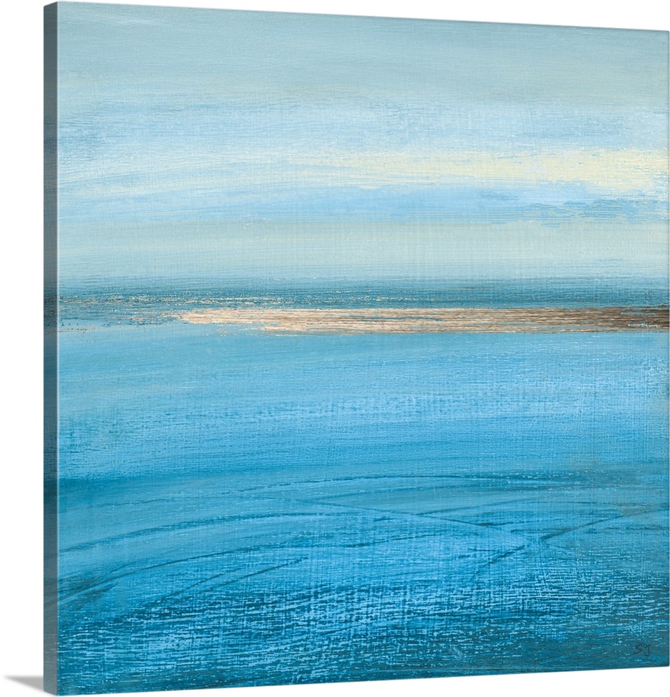 Square abstract painting of a seascape.