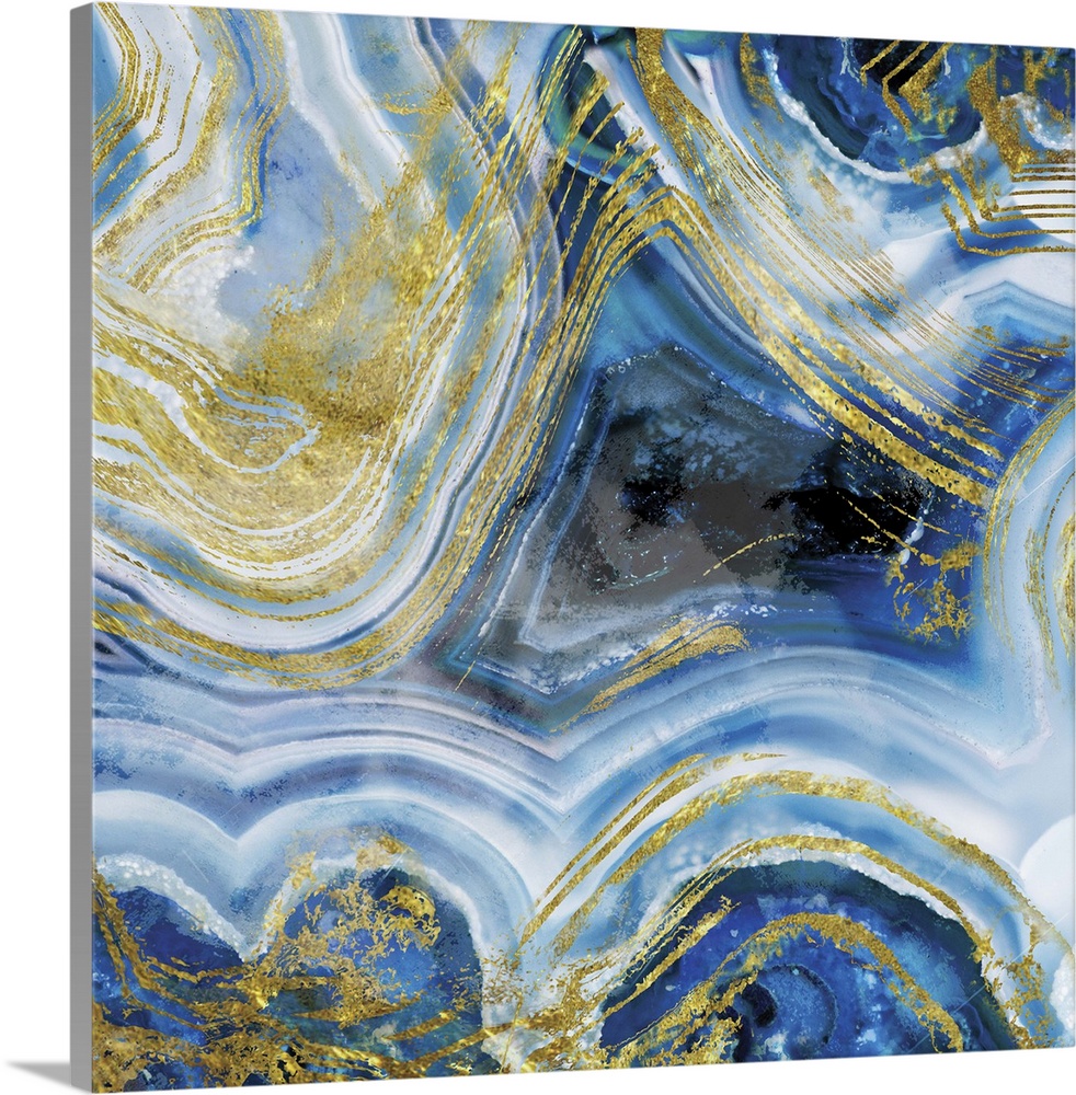 Abstract art of blue agate with gold.