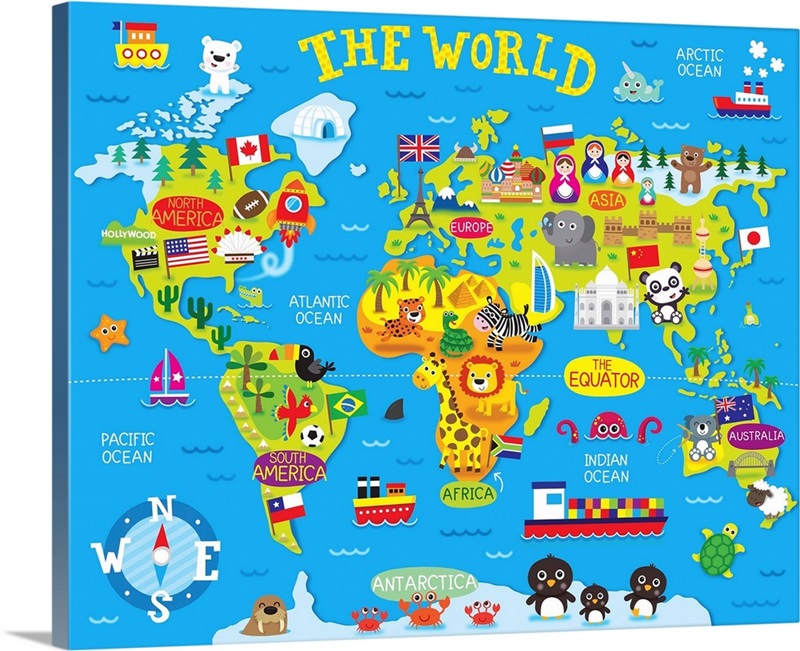 World Map Wall Art, Canvas Prints, Framed Prints, Wall Peels | Great ...