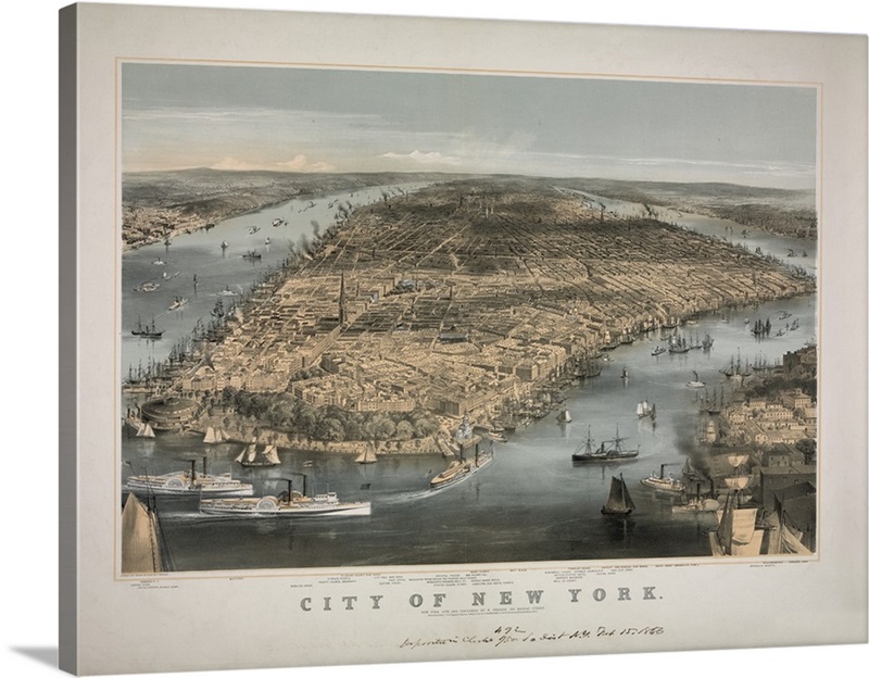 1856 NYC Map Wall Art, Canvas Prints, Framed Prints, Wall Peels | Great ...