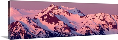 Alpenglow on Olympic Mountains