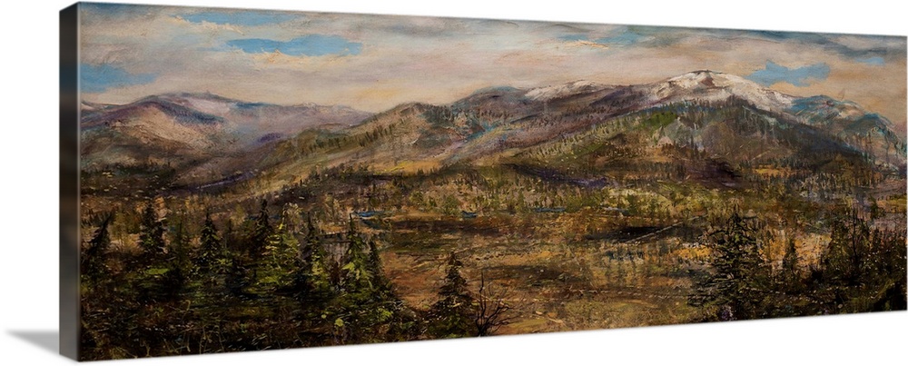 Contemporary painting of a mountainous landscape in Montana.