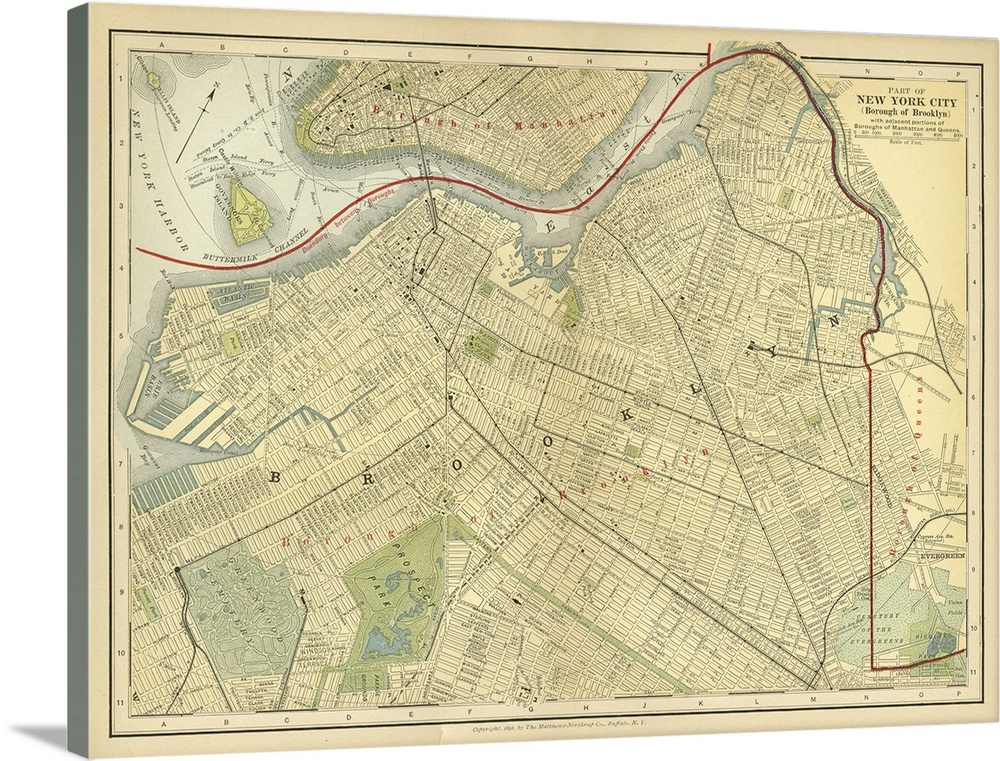 Vintage map of Brooklyn, New York