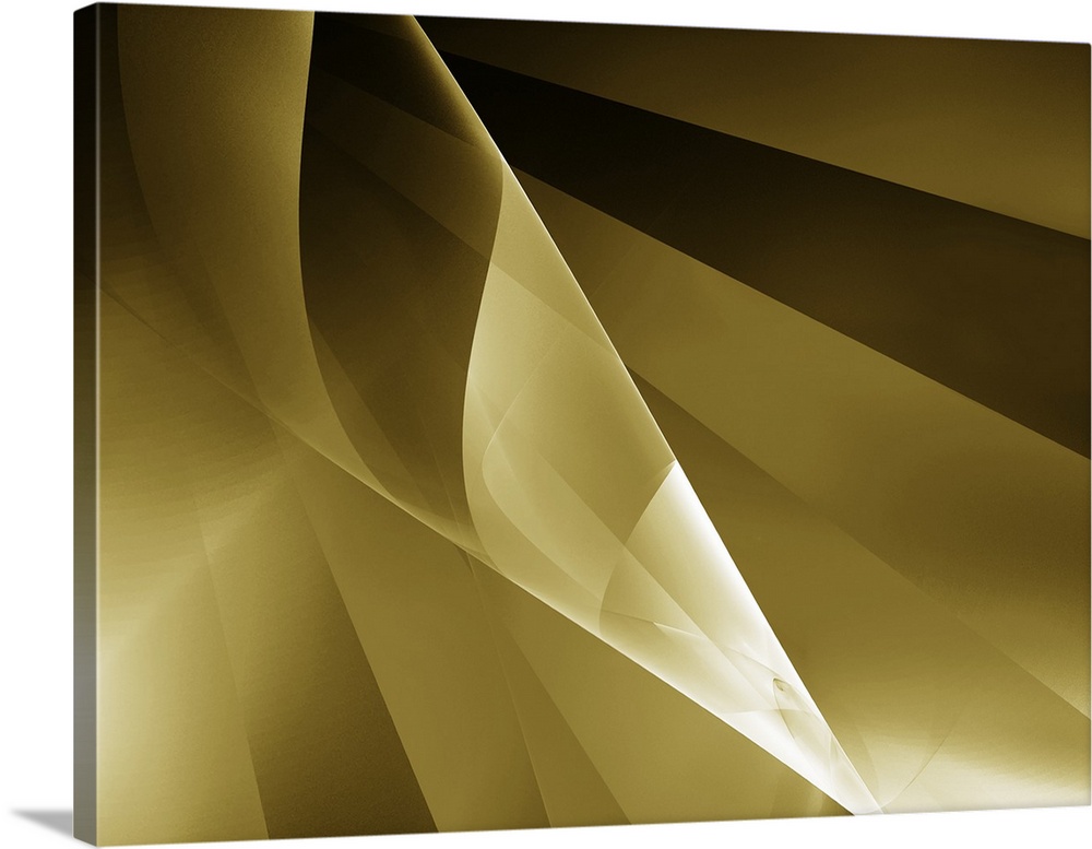 Digital abstract waves in shades of gold and white.