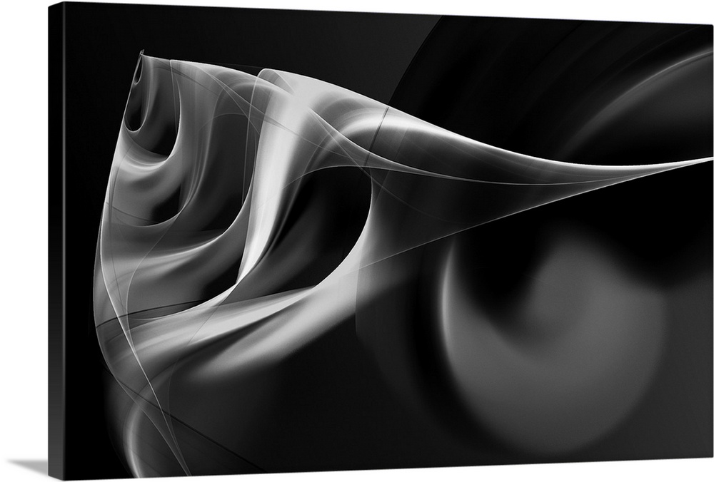 Digital abstract artwork in shades of black and white, resembling smoke.