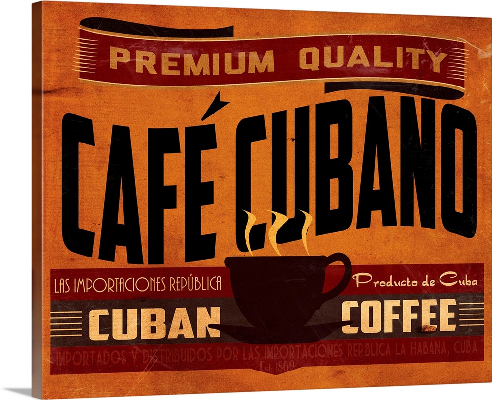 Retro artwork advertising coffee from Cuba.