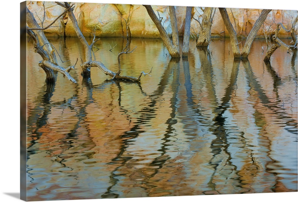 An abstract photograph created by natural reflections in rippling water.
